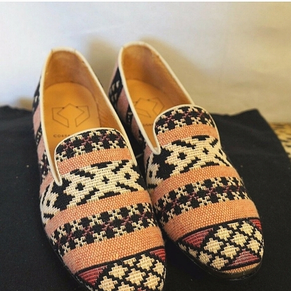 COBRA SOCIETY NAJET PEACH EMBROIDERED GEOMETRIC SLIP ON LOAFER NEW IN BOX - Picture 3 of 9